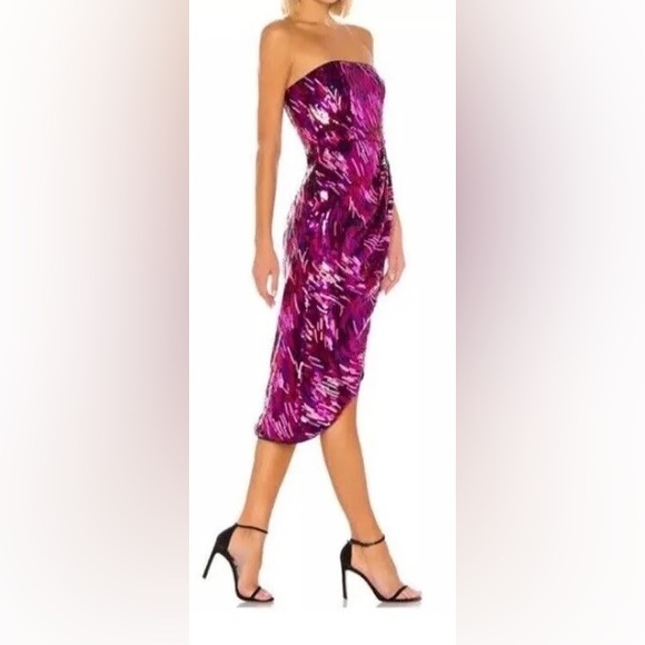 LPA Pink Strapless Sequin Cocktail Midi Dress - X-Small, NWT - Picture 6 of 10